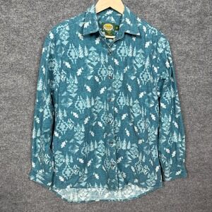 Cabela's Womens Size Medium Shirt Green Flannel Button Up Aztec Leaves Southwest